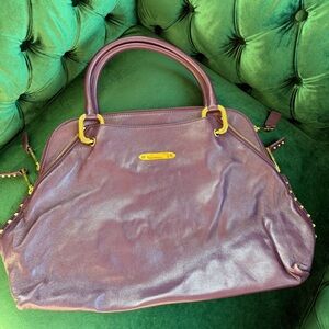Marc Jacobs Plum Leather Top-Handle Tote with Gold Hardware